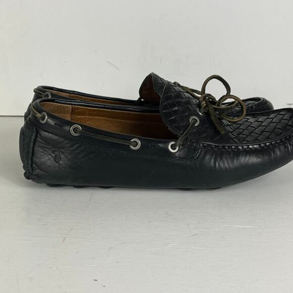 Frye Loafers Mens Size 10.5 Russe Black Woven Leather Slip On Casual Shoes main image 10